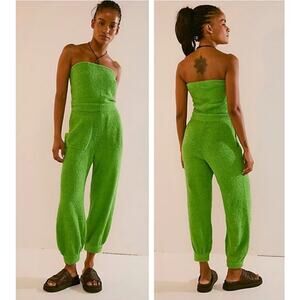 FREE PEOPLE BEACH CLAIRE STRAPLESS TERRY JUMPSUIT NWOT SIZE SMALL COTTON BLEND